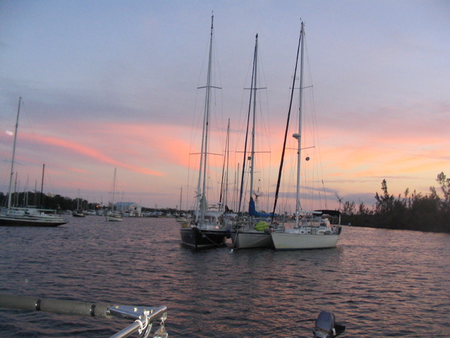 sunset at Vero Beach marina mooring